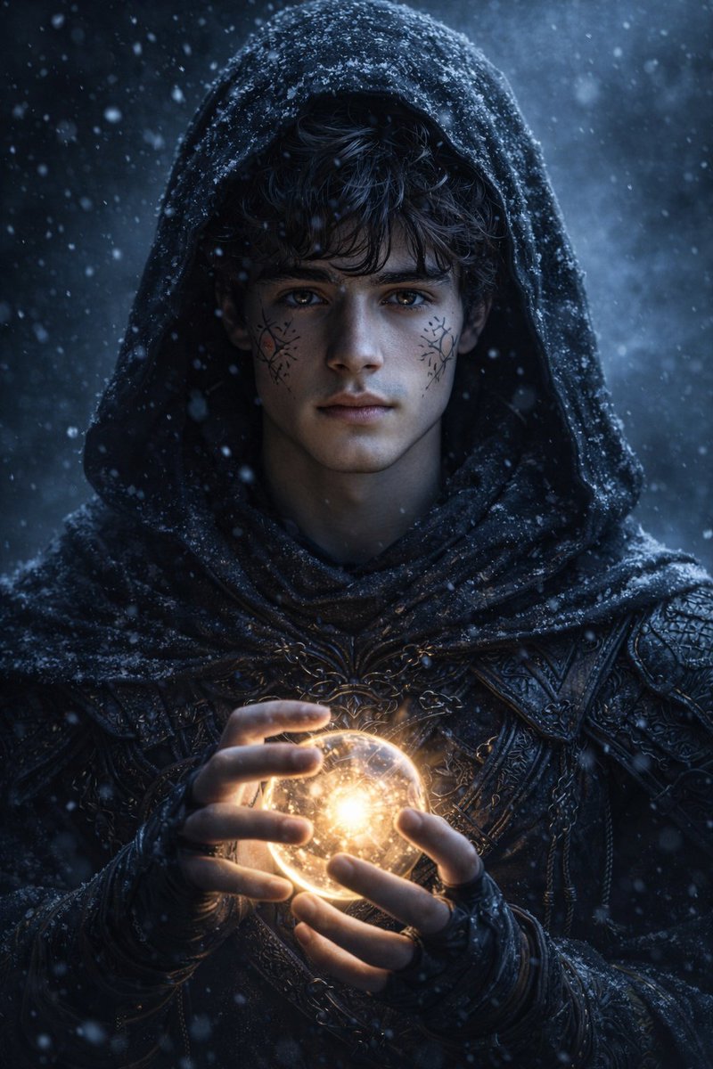 Potret Ahli Sihir Fantasi Gelap Hiper-realistik