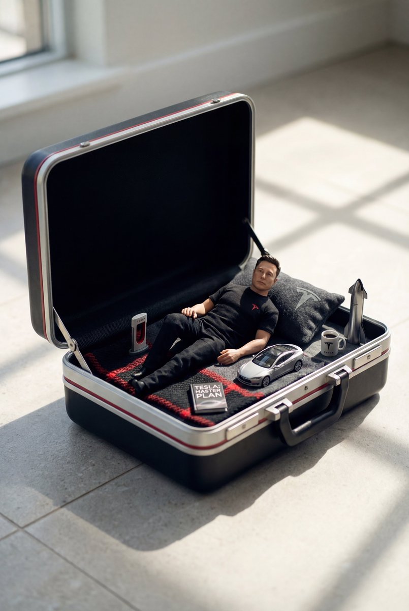 Realistic Miniature Character in Vintage Suitcase