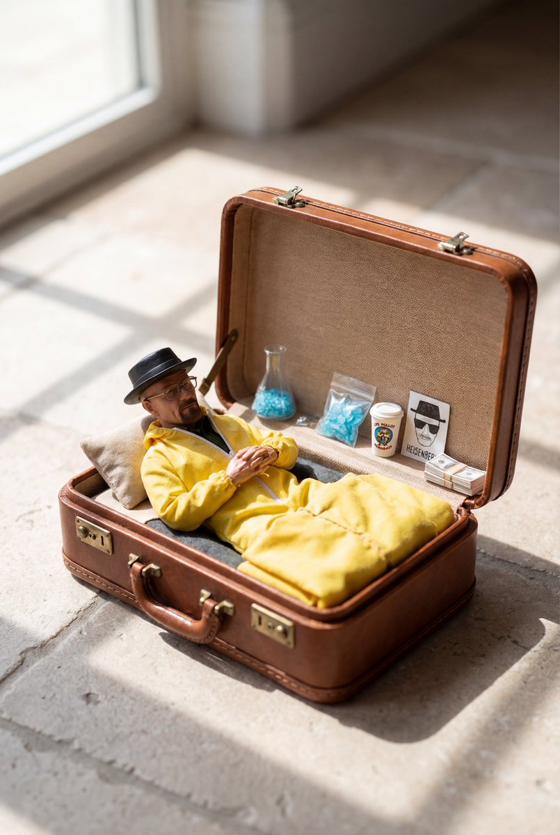 Realistic Miniature Character in Vintage Suitcase - Image 2