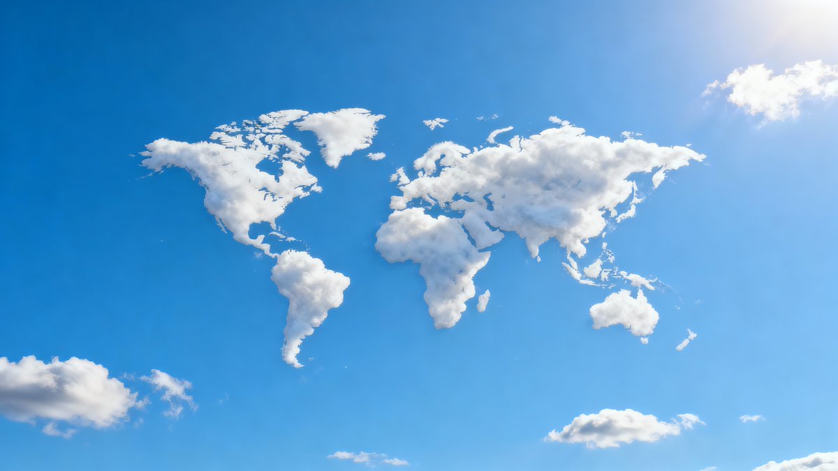 Awan Bentuk Peta Dunia di Langit Biru - Image 3