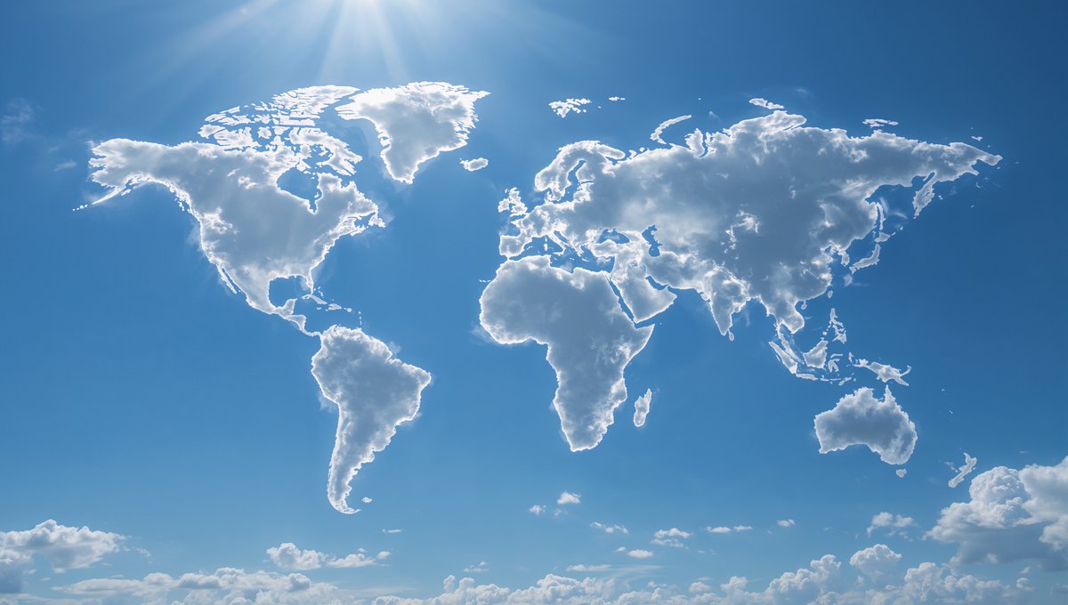 Awan Bentuk Peta Dunia di Langit Biru - Image 4