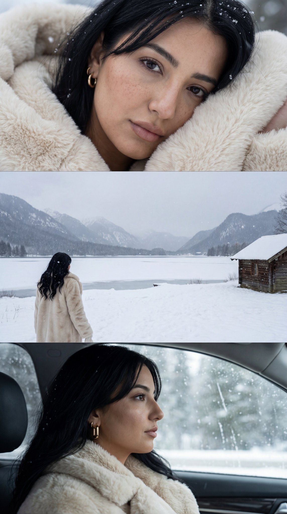 Cinematic Winter Triptych: Portrait & Snow Landscape