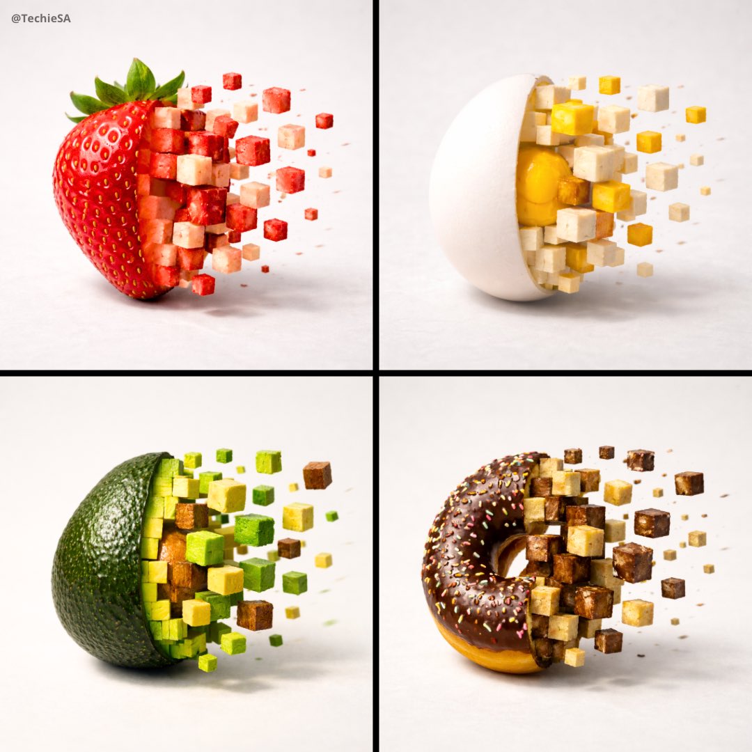 Food Photography with Unique 3D Pixel Effect