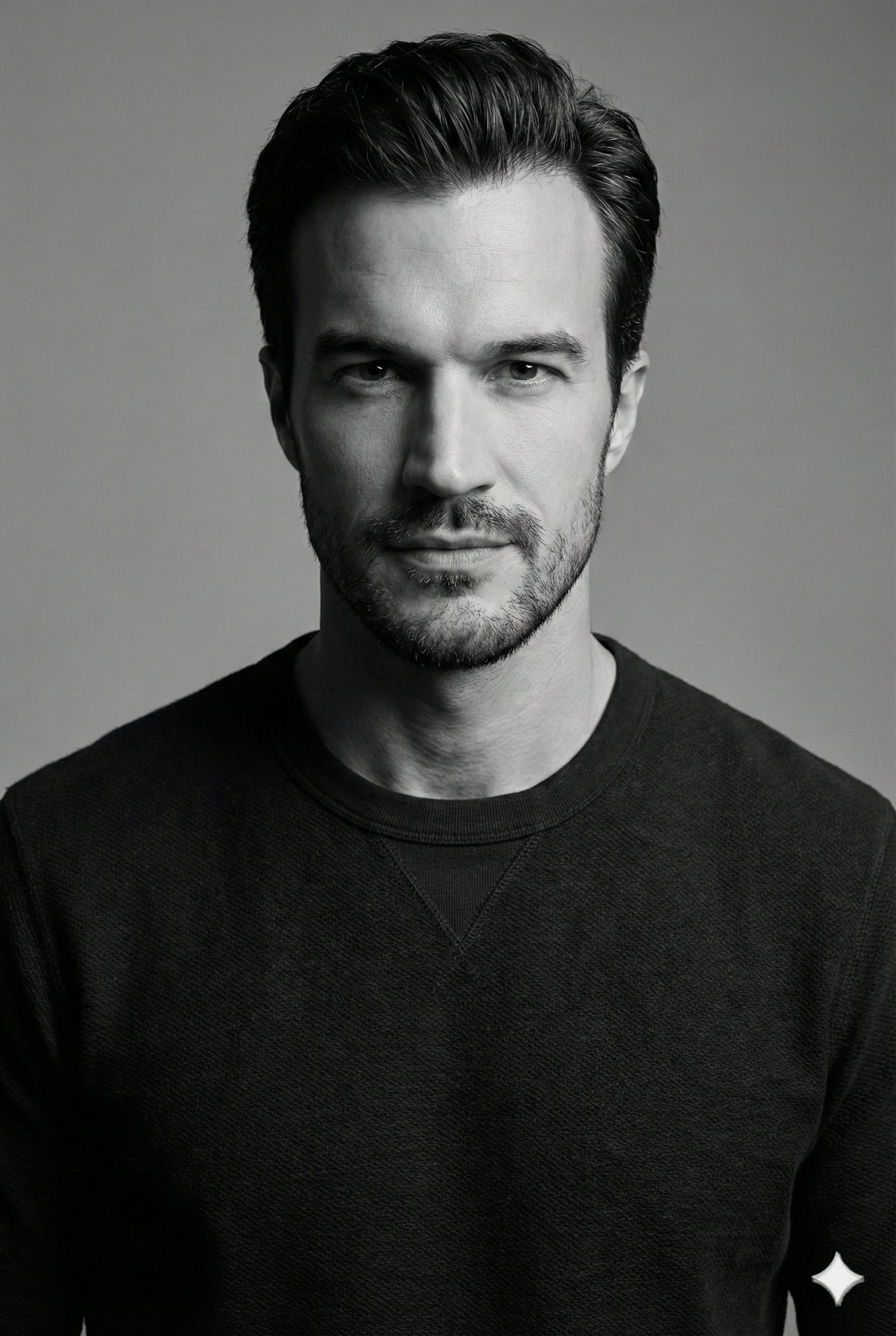 Potret Studio Hitam Putih Lelaki Konfiden