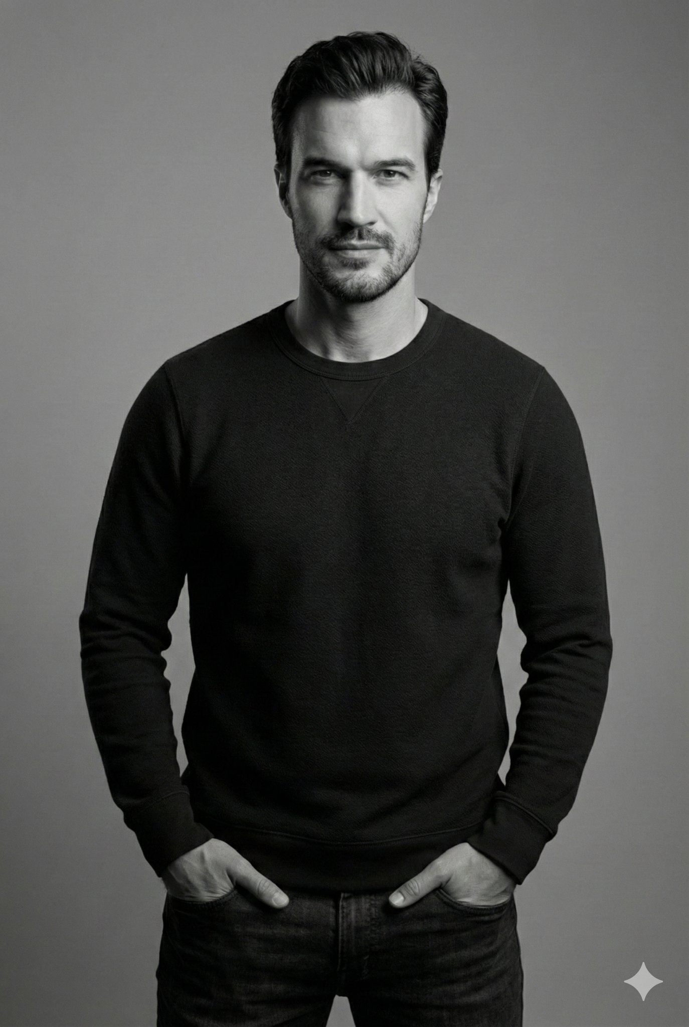 Potret Studio Hitam Putih Lelaki Konfiden - Image 2