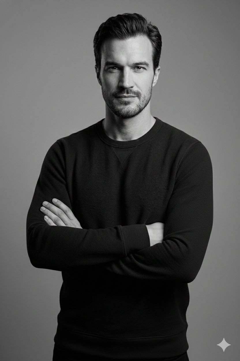 Potret Studio Hitam Putih Lelaki Konfiden - Image 3