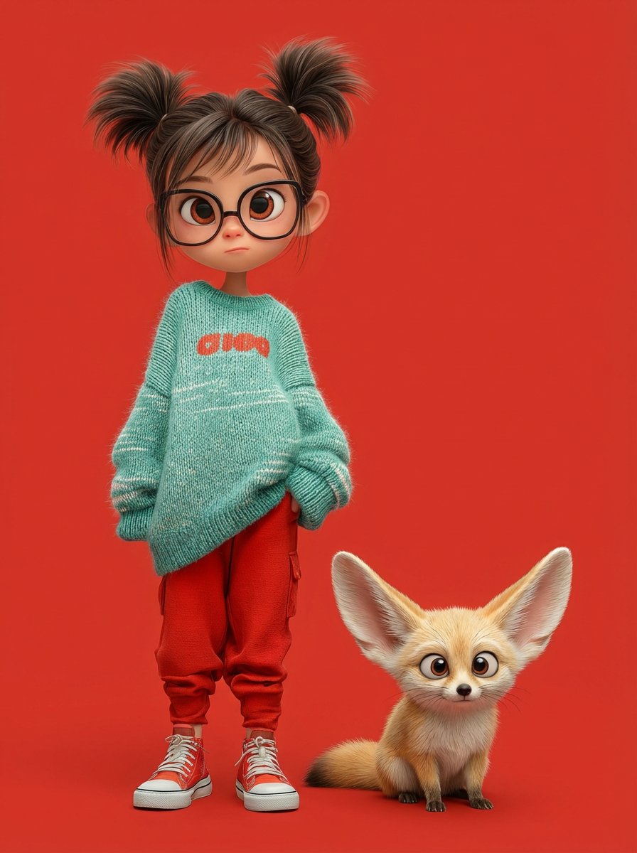 Potret Gadis Comel 3D Gaya Pixar dengan Rubah Fennec - Image 2