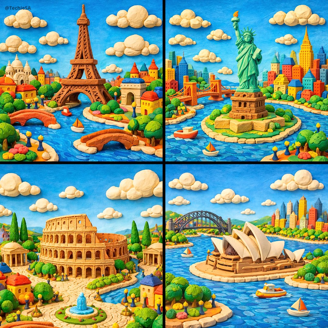 Landmark Dunia Miniatur Tanah Liat 3D