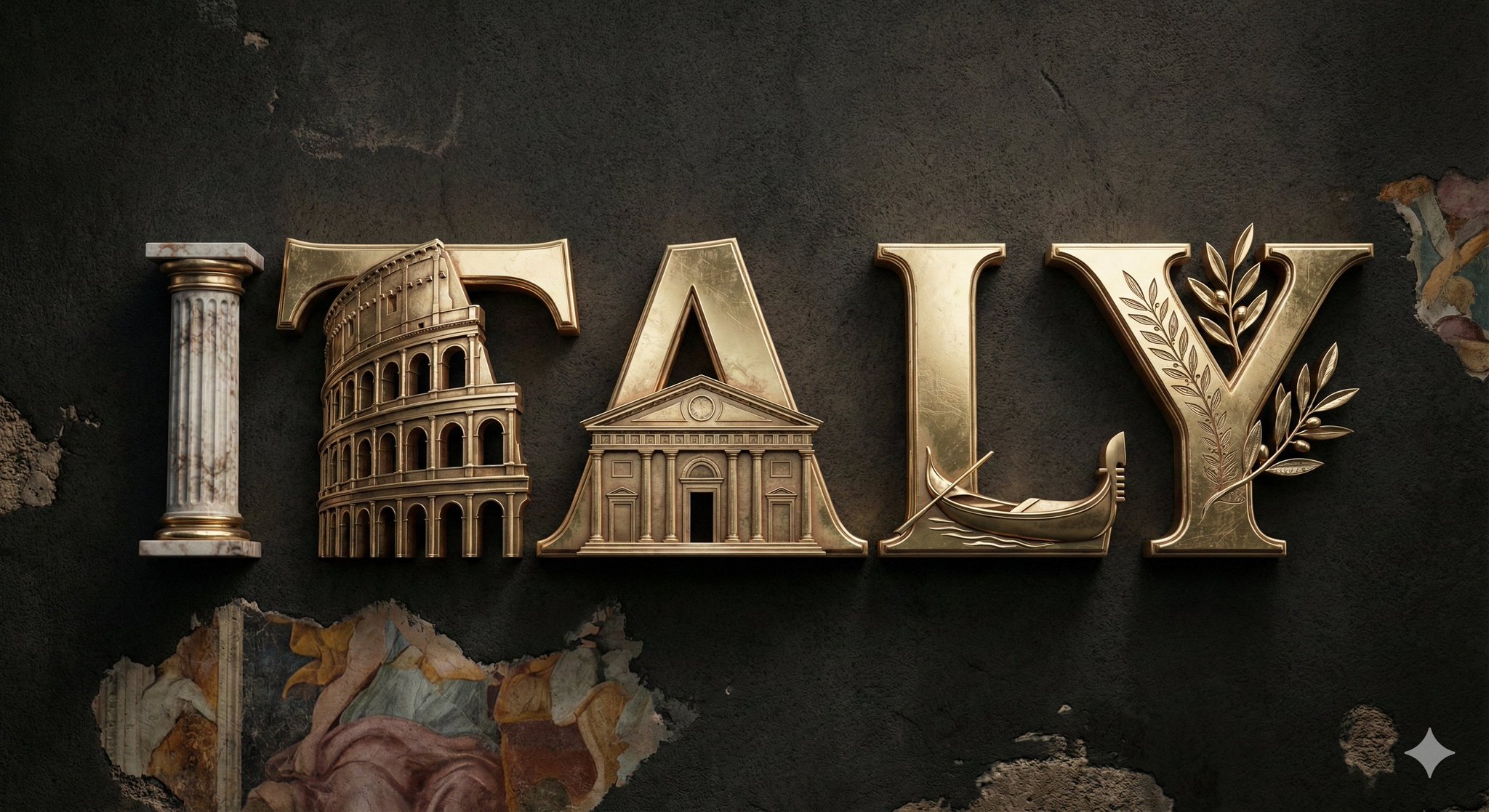 Tipografi 3D Nama Negara & Elemen Budaya