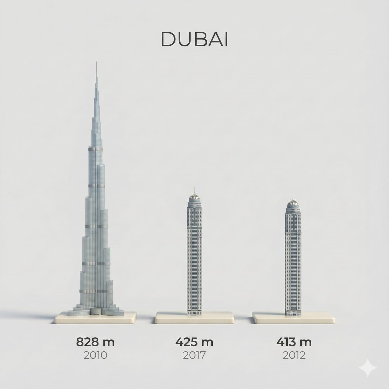 Minimalist 3D Miniature of Dubai's Tallest Buildings - Image 1