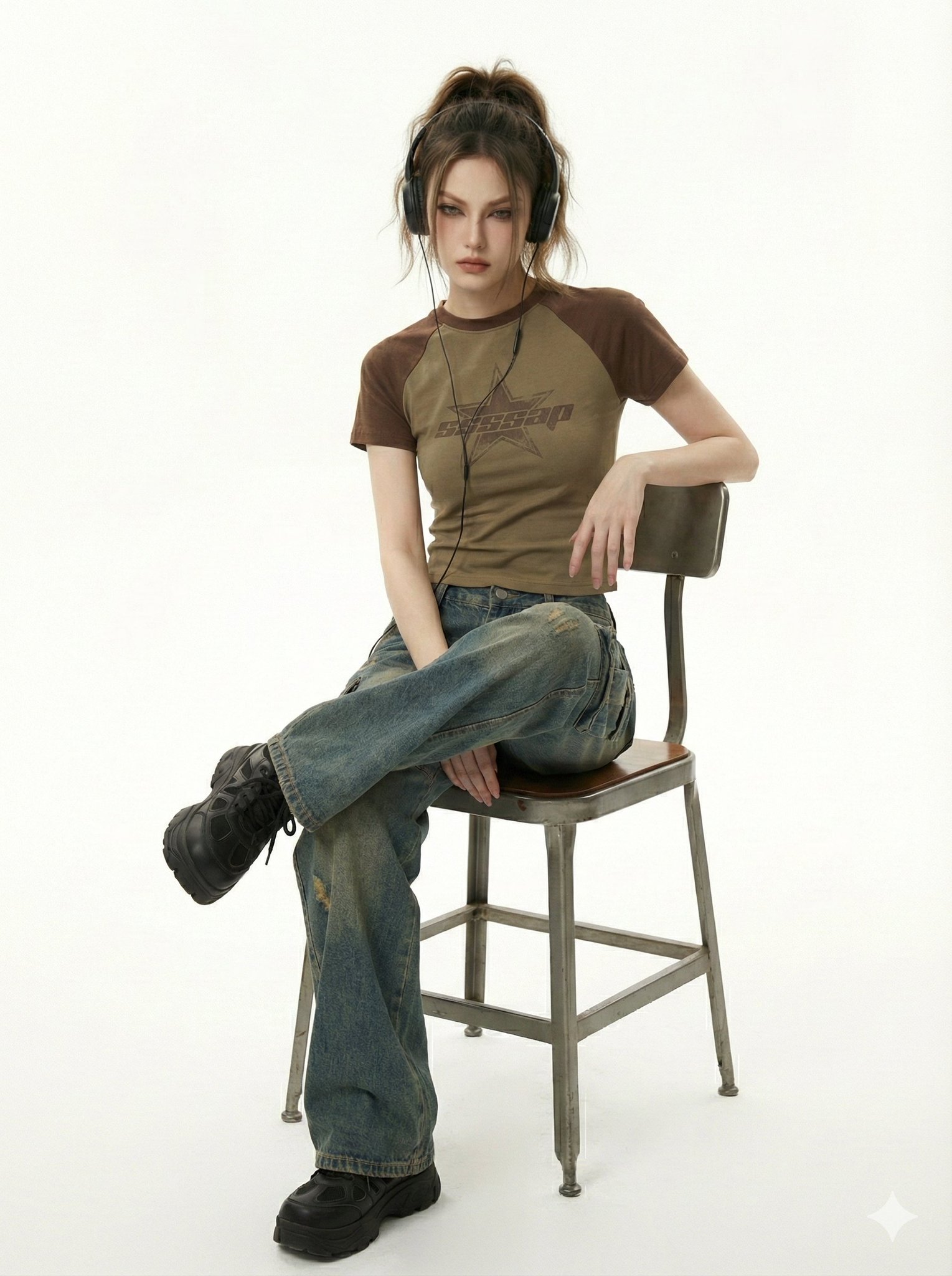 Y2K Streetwear Fashion Portrait in Studio - Image 1