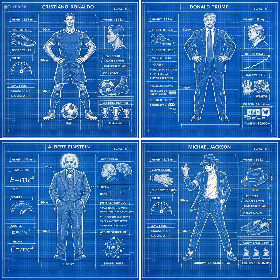 Ilustrasi Blueprint Teknikal Karakter - Image 1