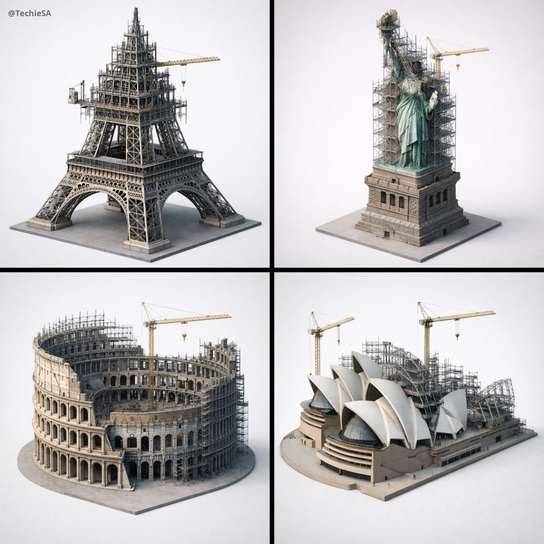 Render 3D Landmark Ikonik Sedang Dalam Pembinaan