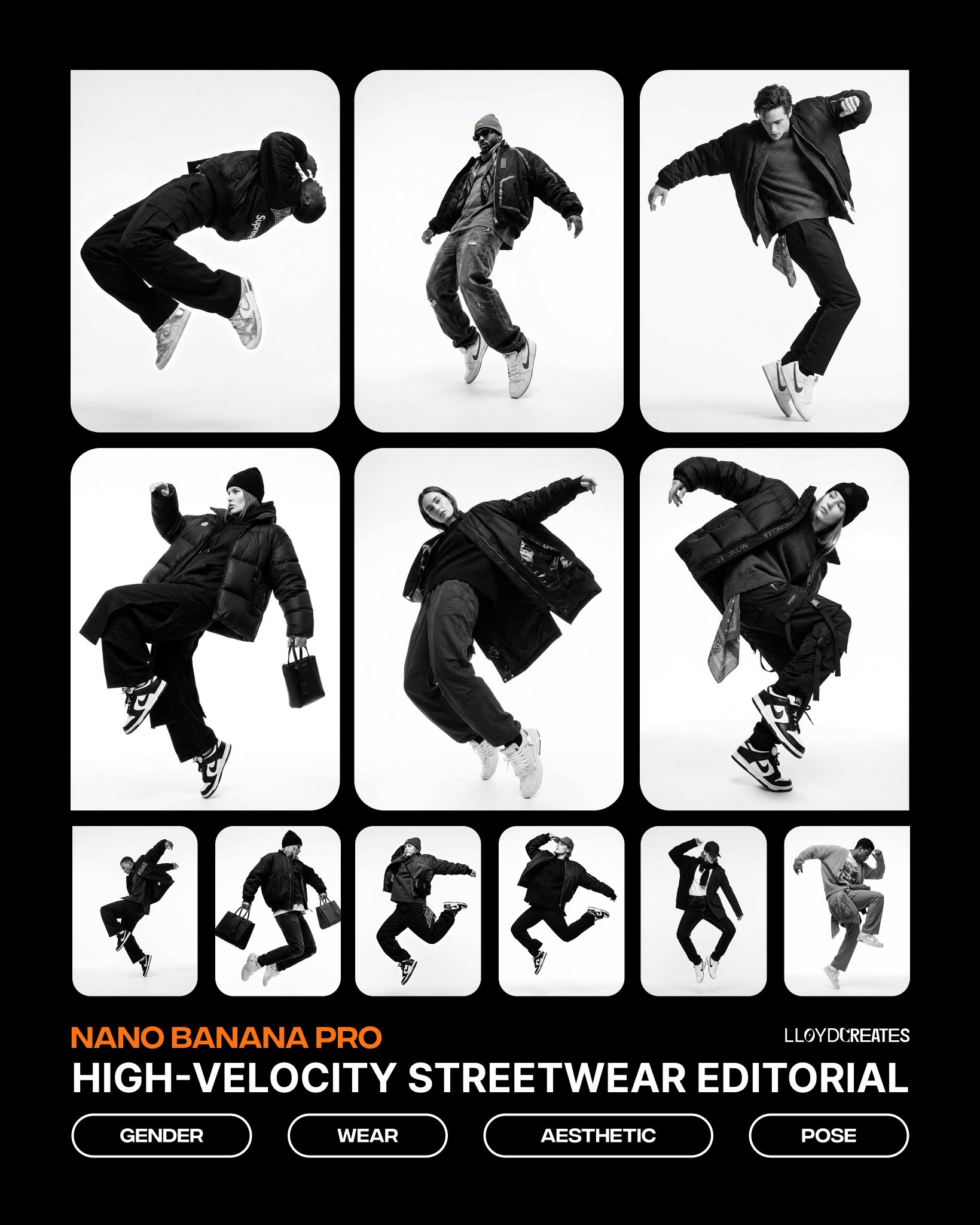 Dynamic Action Monochrome Streetwear Photo