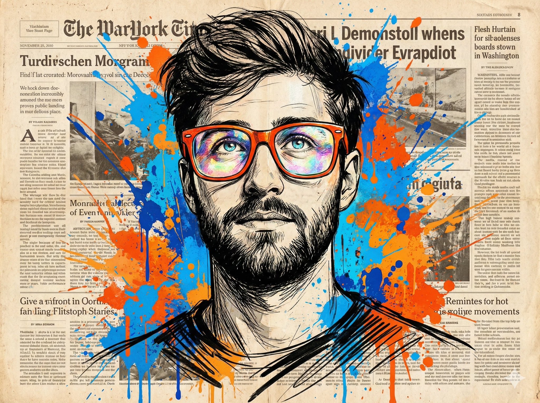 Potret Artistik Lelaki Cermin Mata Jingga