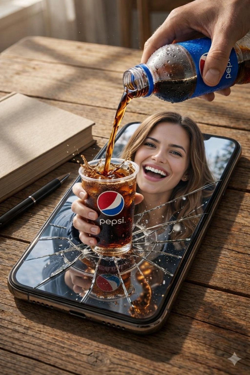 Kesan 3D Wanita Keluar Dari Telefon Pintar