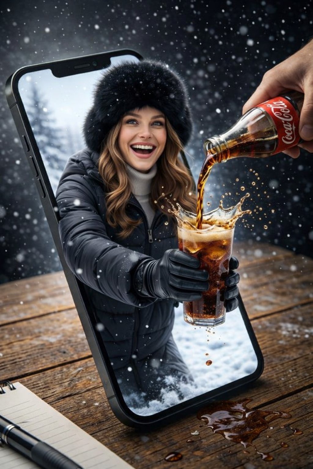 Kesan 3D Wanita Keluar Dari Telefon Pintar - Image 2