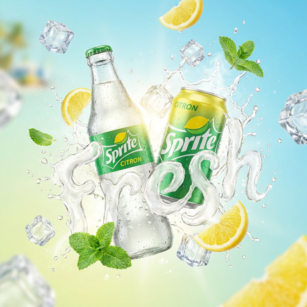 Iklan Produk Minuman Segar & Tipografi Cecair - Image 1