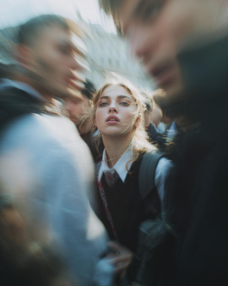 Potret Paparazzi Candid Wanita Beruniform Sekolah