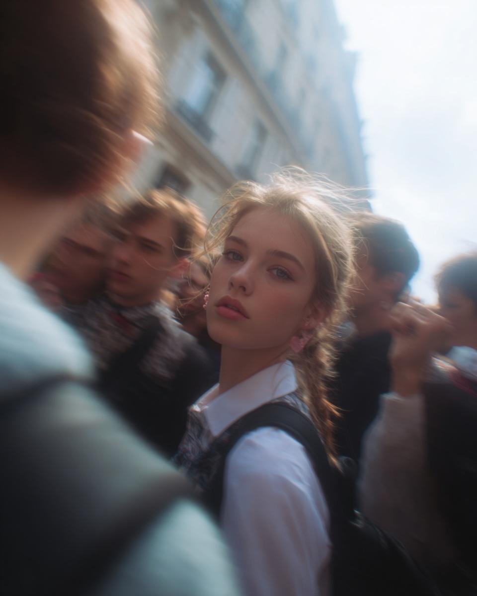 Potret Paparazzi Candid Wanita Beruniform Sekolah - Image 2