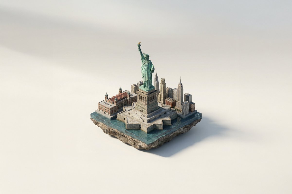 Isometric 3D Landmark Diorama Model