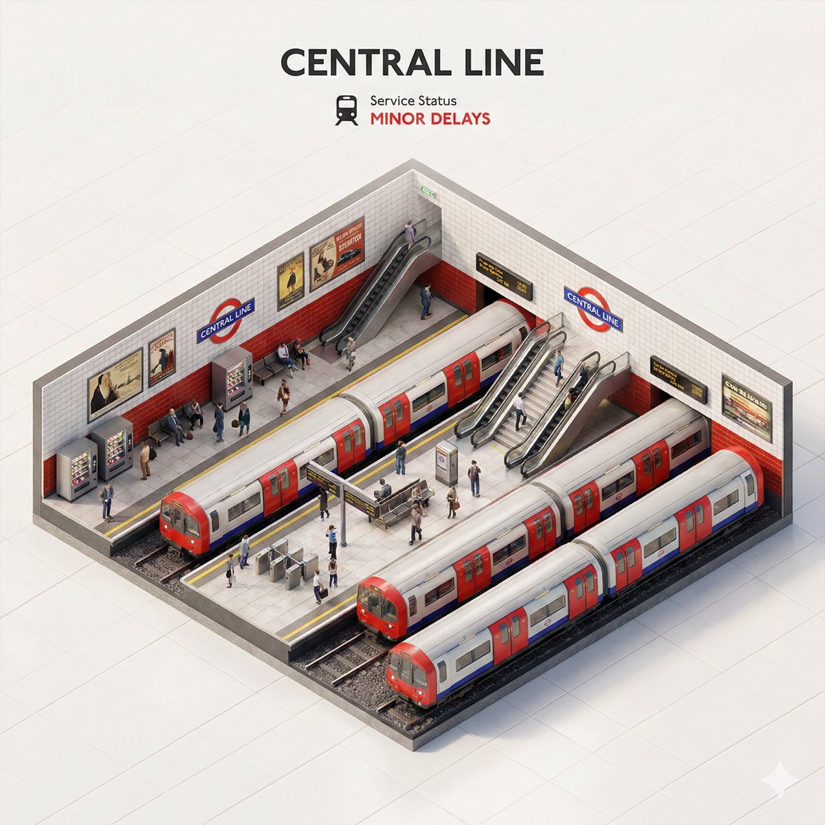 Diorama Stesen Tren 3D Isometrik