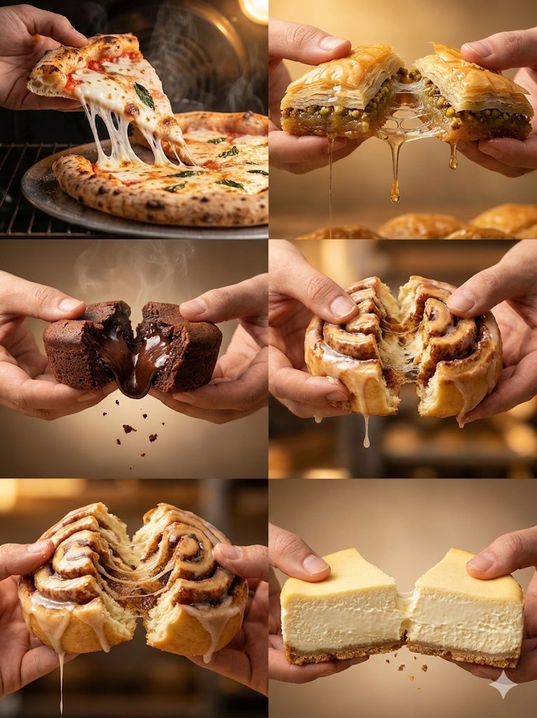 Fotografi Makanan Sinematik: Aksi Tarik Pizza & Manisan