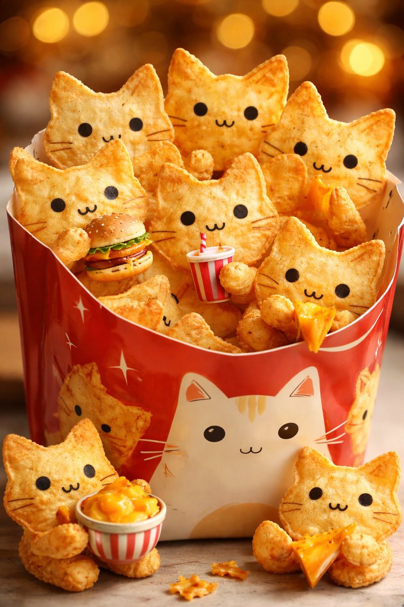 Seni Makanan 3D Kerepek Tortilla Bentuk Kucing Comel - Image 3
