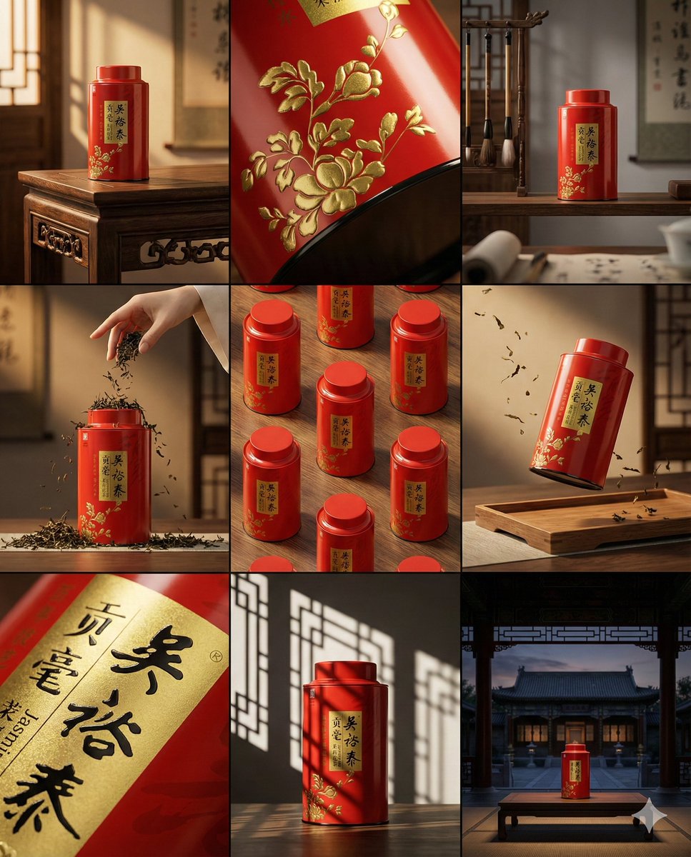 Papan Cerita Grid 3x3 Fotografi Produk Teh Mewah - Image 1