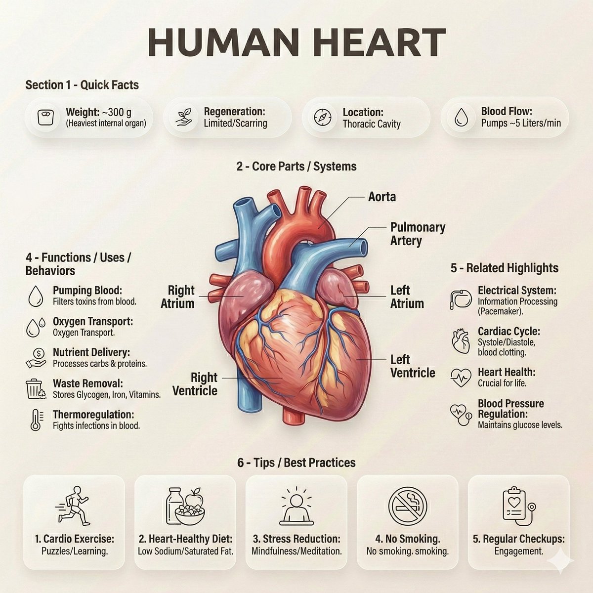 Poster Infografik Hati Manusia Gaya Majalah Moden