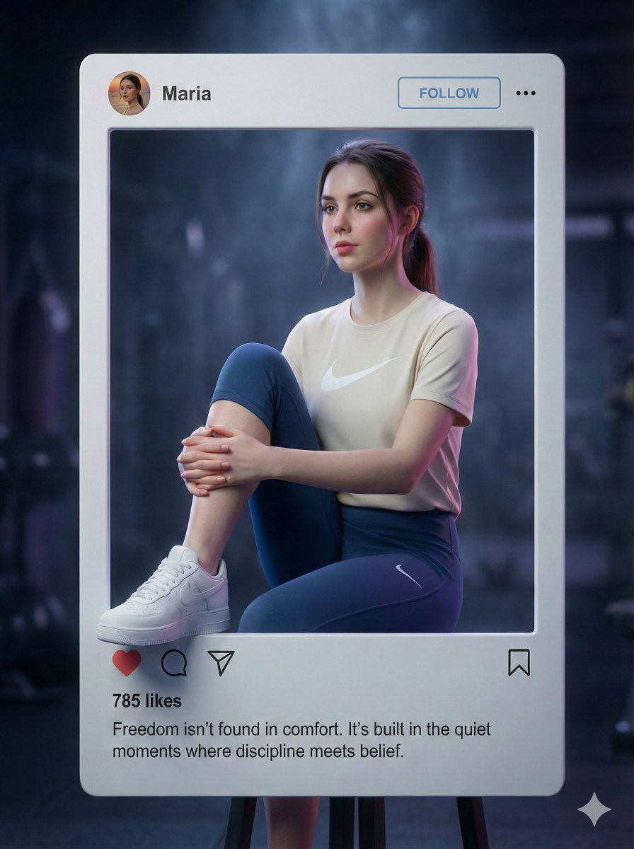 Potret Fitness Wanita Gaya Media Sosial 3D