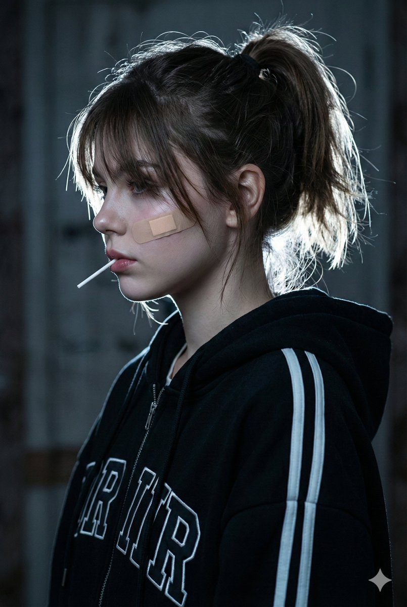 Cinematic Side Profile of Rebellious Streetwear Girl - Image 1