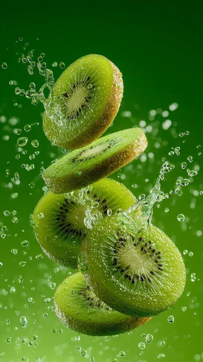 Gambar Makro Percikan Buah Kiwi Segar - Image 1