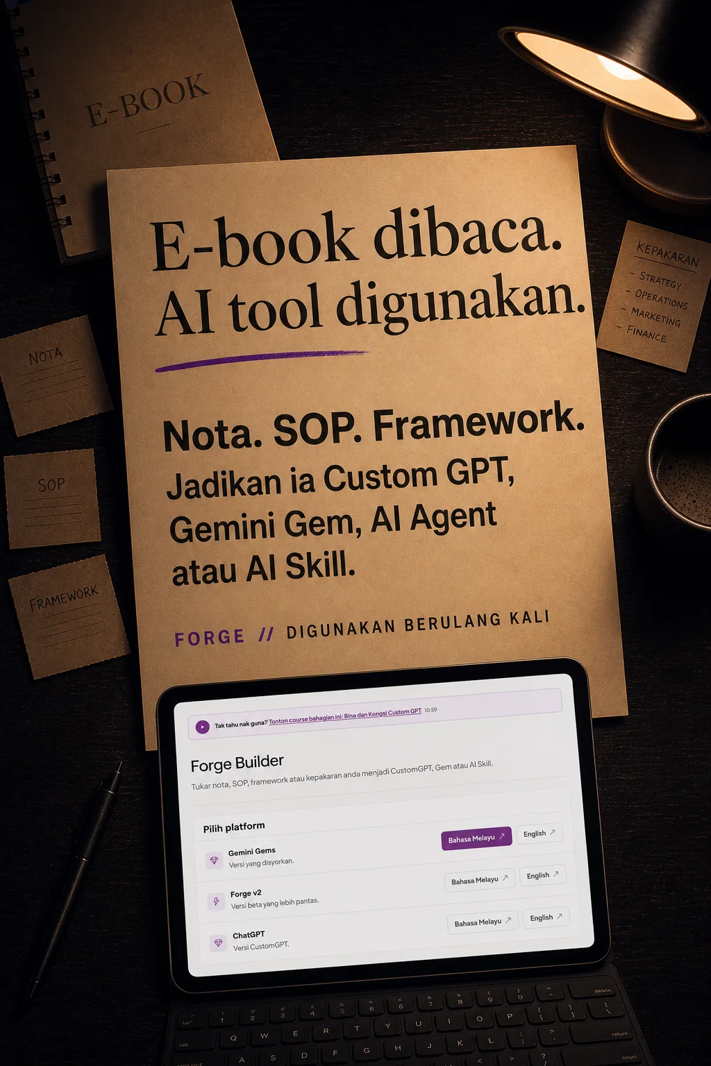 Perbandingan e-book statik dengan AI tool yang digunakan berulang kali.