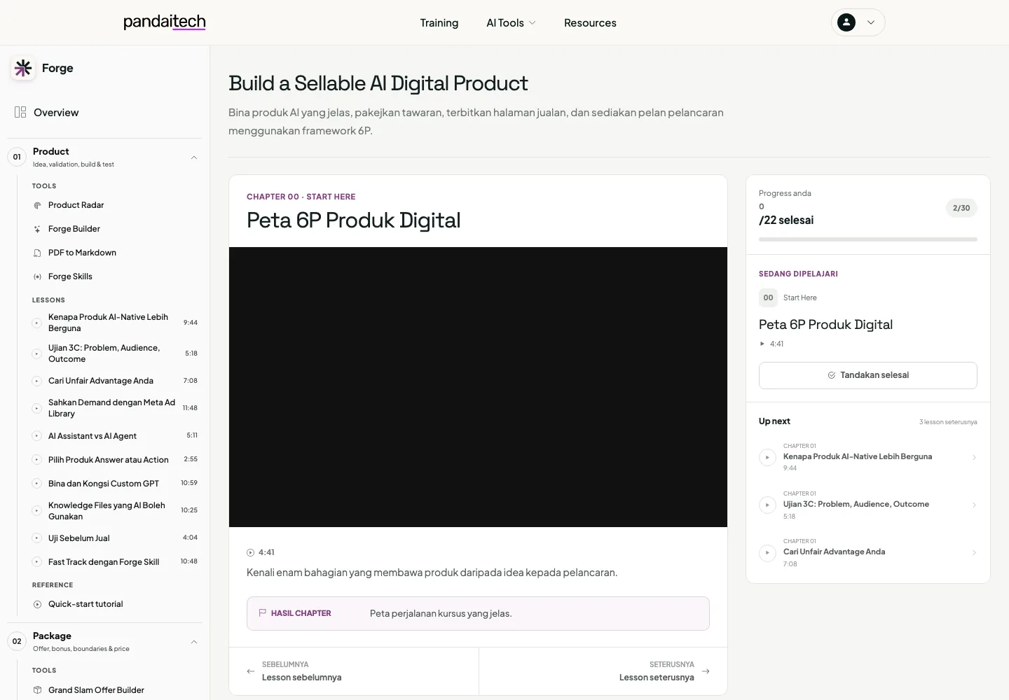 Paparan sebenar course Build a Sellable AI Digital Product