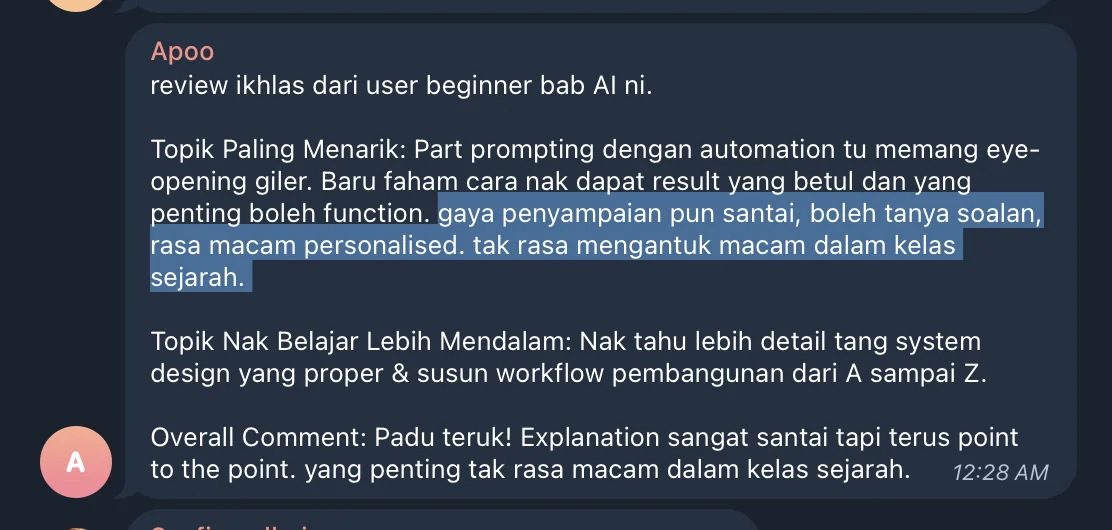Review Apoo tentang prompting, automation dan penyampaian kelas yang santai