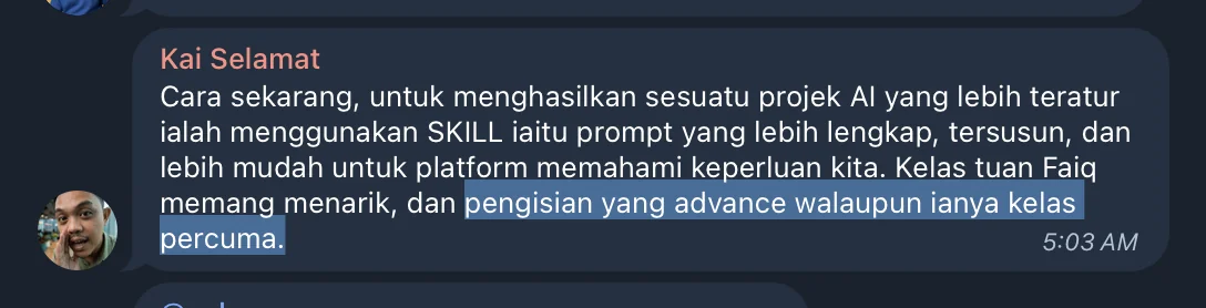 Review Kai Selamat tentang penggunaan skill dan prompt yang lebih tersusun