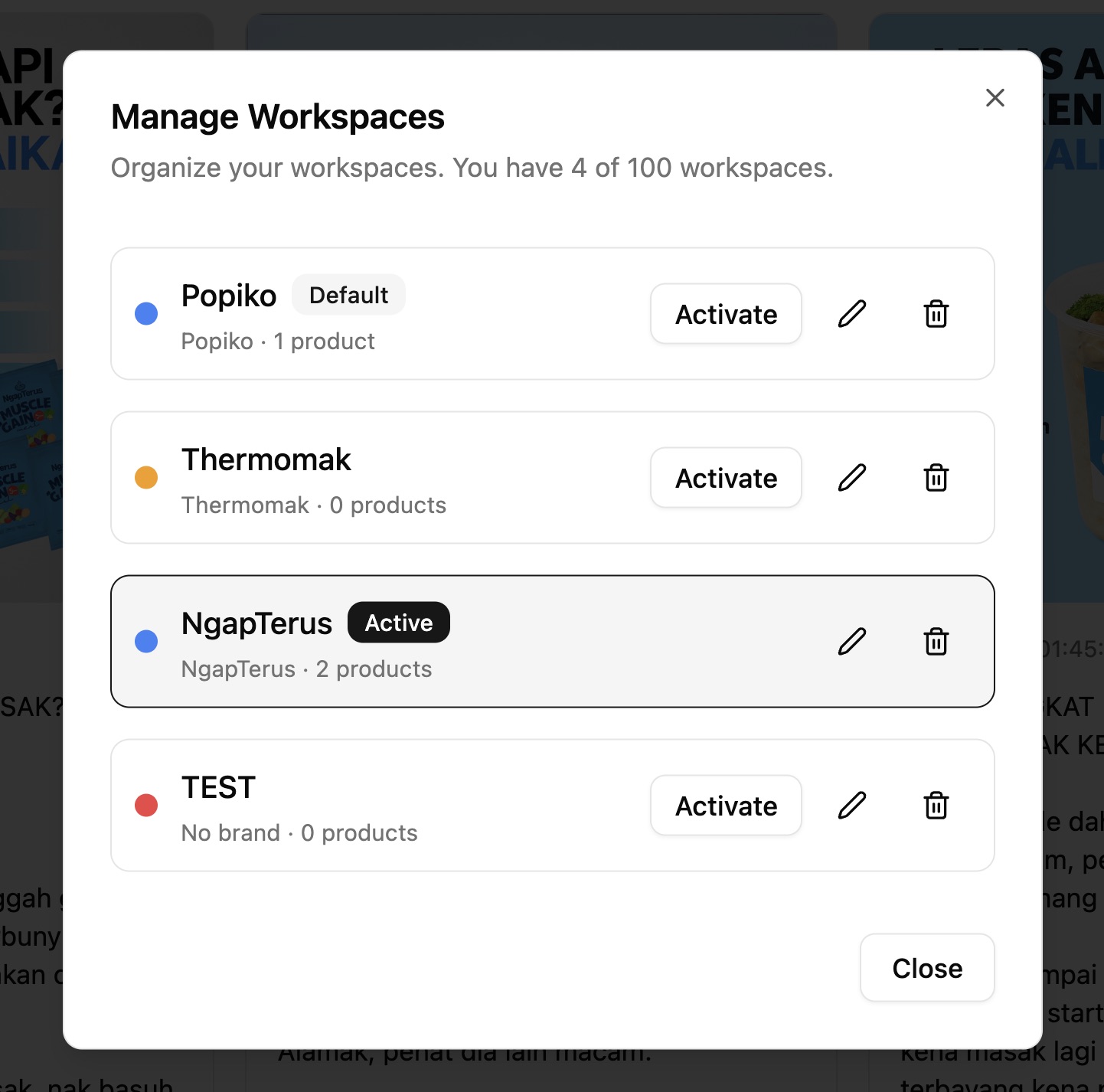 Workspaces Dashboard